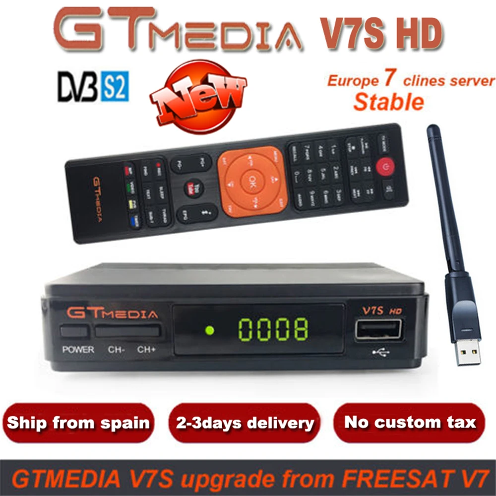 DMYCO спутниковый ресивер V7SHD DVB-S2 Lnb ТВ Декодер с 7 кабелем Европа Португалия Испания Польша поддержка Powervu Youtube рецептор