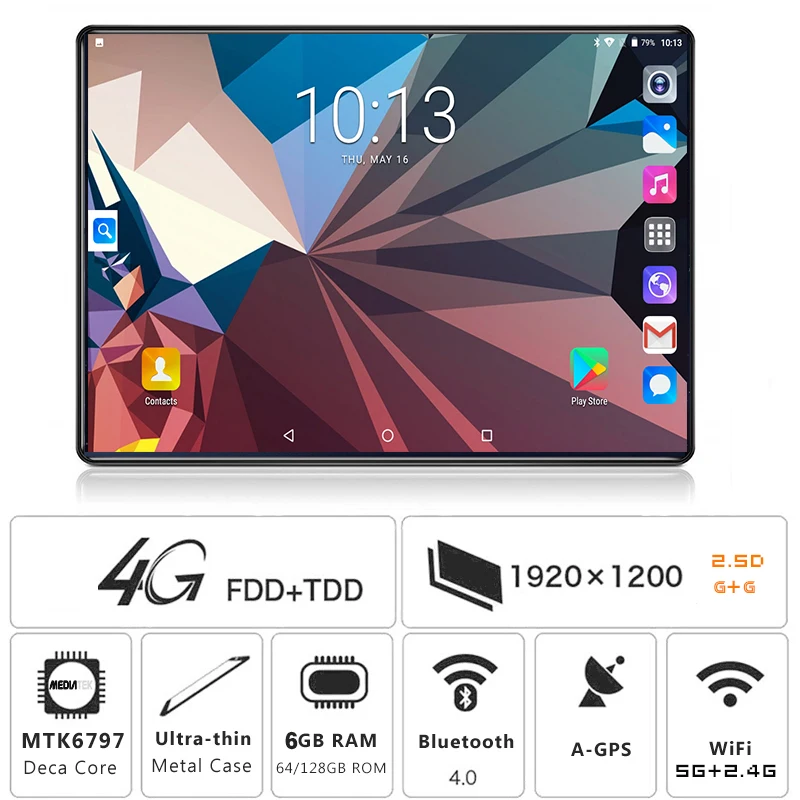 Планшет S101 phablet 10,1, сенсорный экран, Android 8,1, Deca Core Ram, 6 ГБ rom, 128 Гб Камера, 8 Мп, Wifi, 10 дюймов, планшет, 4G LTE PC
