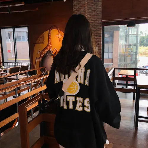 С принтом букв Повседневное свободные модные базовые больших размеров