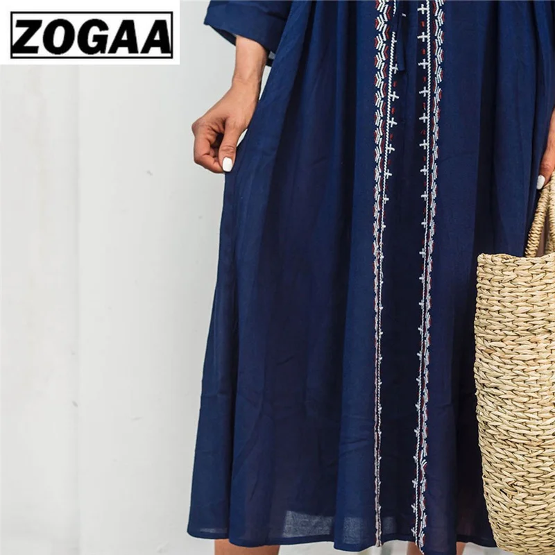 Платье туника ZOGAA Пляжное хлопковое с вышивкой|Женские платья| |