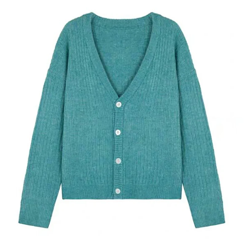 

Women Cardigan Knit Sweater Vintage Stylish Patchwork Slim Crop Top Fashion V-Neck Long Sleeve Outerwear ZZ0861