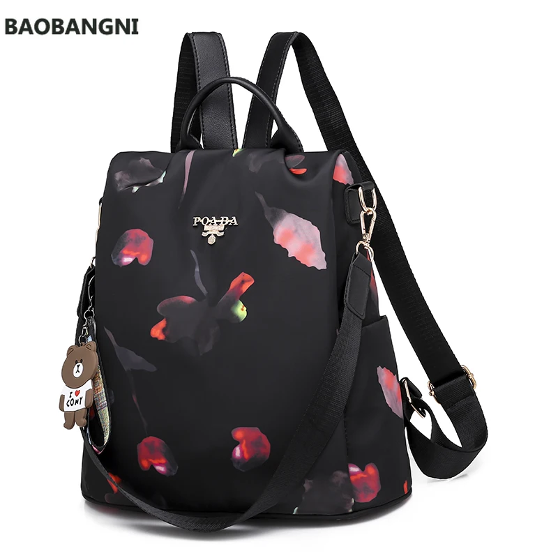 

Fashion Bear Keychain Large Capacity Backpack Fashion Anti-theft Women Backpacks High Quality Waterproof Oxford Women Backpack