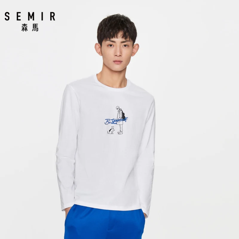 Футболка SEMIR мужская с длинным рукавом хлопок круглый вырез мультяшный стиль