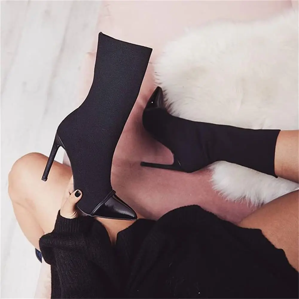 

Women Fashion High Thin Heels Sexy Boots Female Ladies Modern Pointed Toe Ankle Boot Mixed Colors Sapatos Femininos Botte Femme