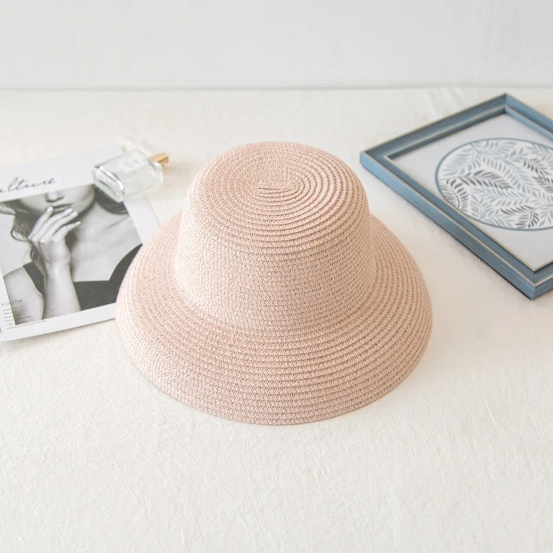 Панама женская Соломенная с плоскими полями для детей и взрослых в стиле кэжуал |