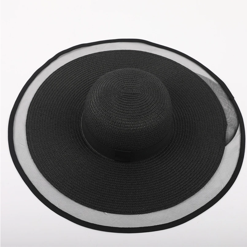 Новая женская шляпа летняя соломенная пляжная широкая широкополая с кантом