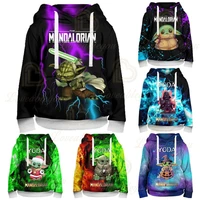 kids hoodie cartoon disney baby yoda mandalorian 3d swearshirt boys and girls tops hoodies hip hop streetwear teen clothes