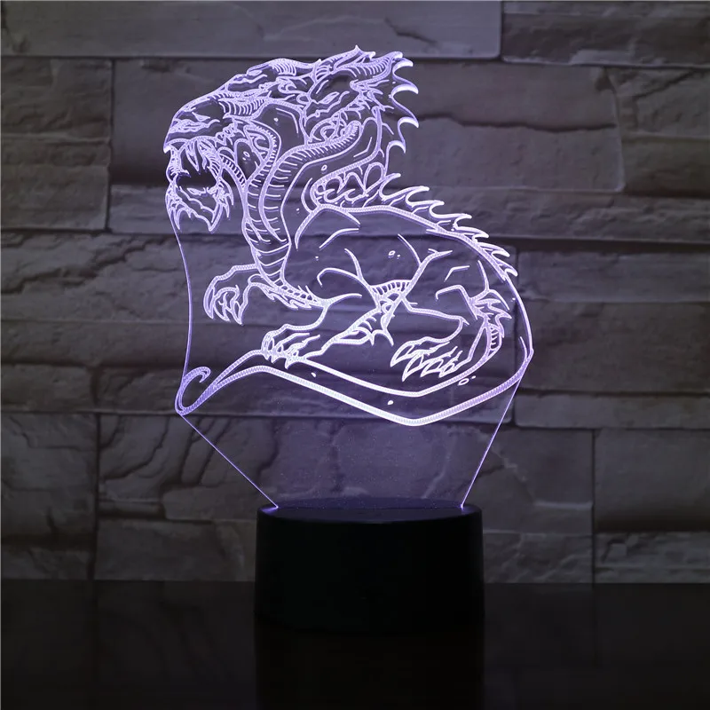 Ночник Dragon 7 цветов 3d визуальные Светодиодные ночные светильники для детей