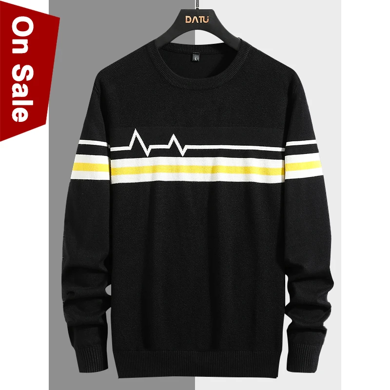 Мужской трикотажный пуловер в полоску на осень/зиму |