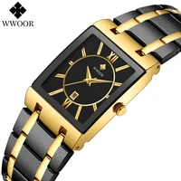 new men watch 2022 relogio wwoor fashion square quartz wrist watches men gold stainless steel waterproof date clock reloj hombre
