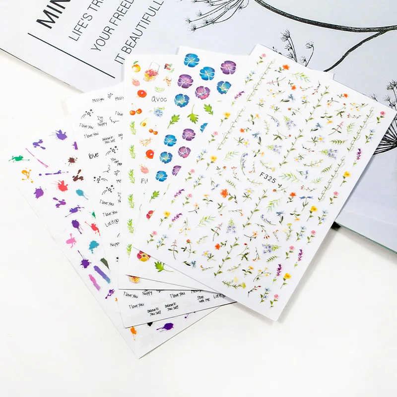 

2021 3D Nail Sticker Cool English Letter stickers for nail Foil Love Heart Design Nails Accessories Fashion Manicure Sticker