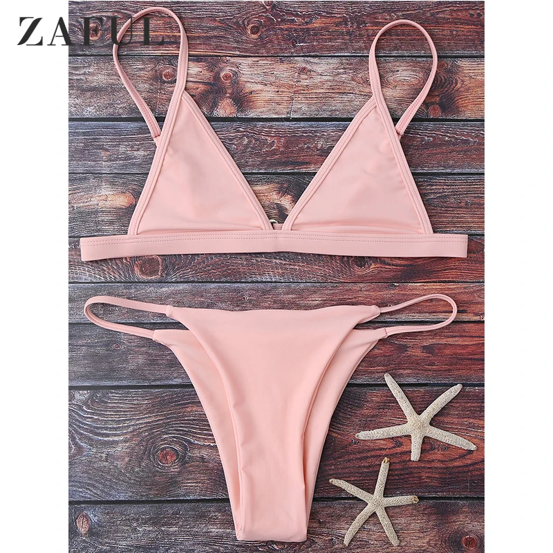 Женский купальник бикини ZAFUL на тонких бретельках сексуальный с низкой талией и