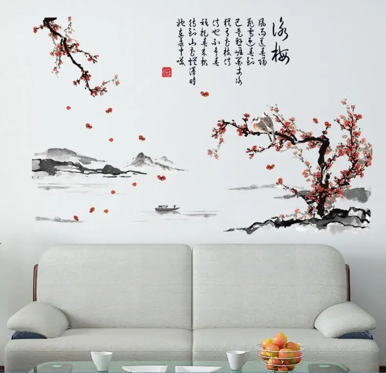 Живопись тушью гостиная спальня кабинет фон Китайский стиль декоративные