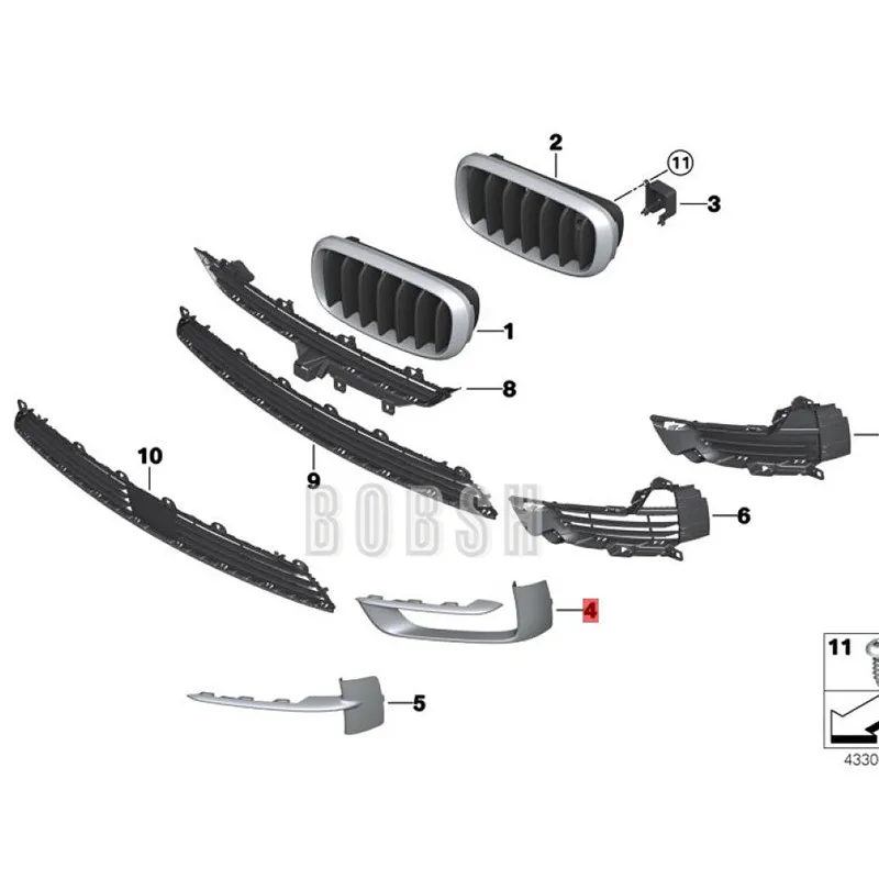 Автомобильный зажим боковая решетка 2012-b mwX5 F15 X5 30dX 35iX 35i 25dX N47S1 рама