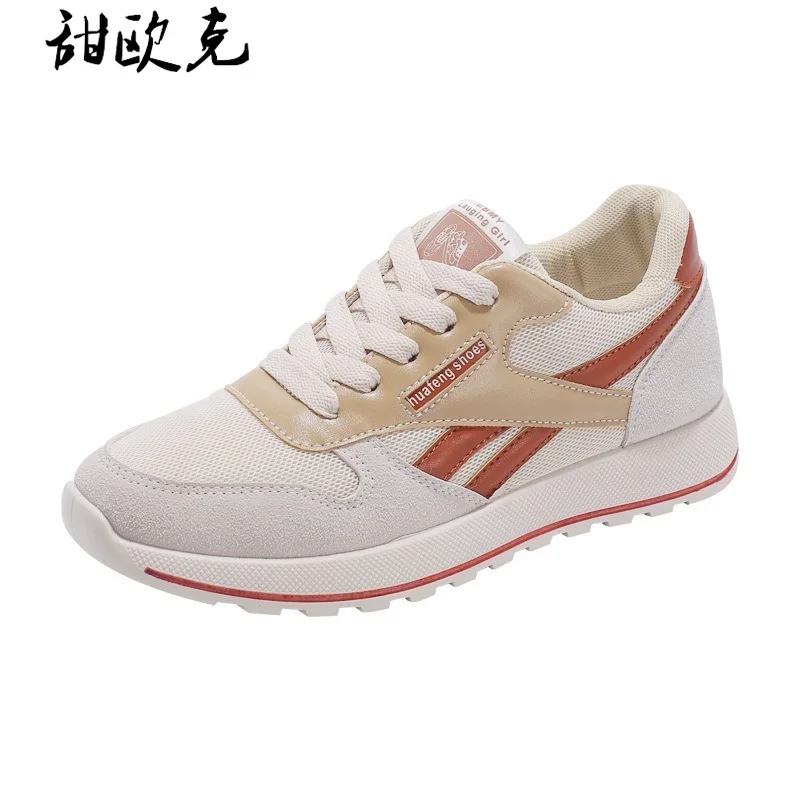 

2021 New Spring Women's Sneakers Fashionable Comfortable Vulcanized Shoes Flat Casual Women's Lace-up Color Matching Shoes