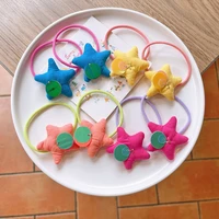 2pcs korean cute handwork fabric candy color star hair rope bracelet scrunchie women elastic rubber bands for girls headdress
