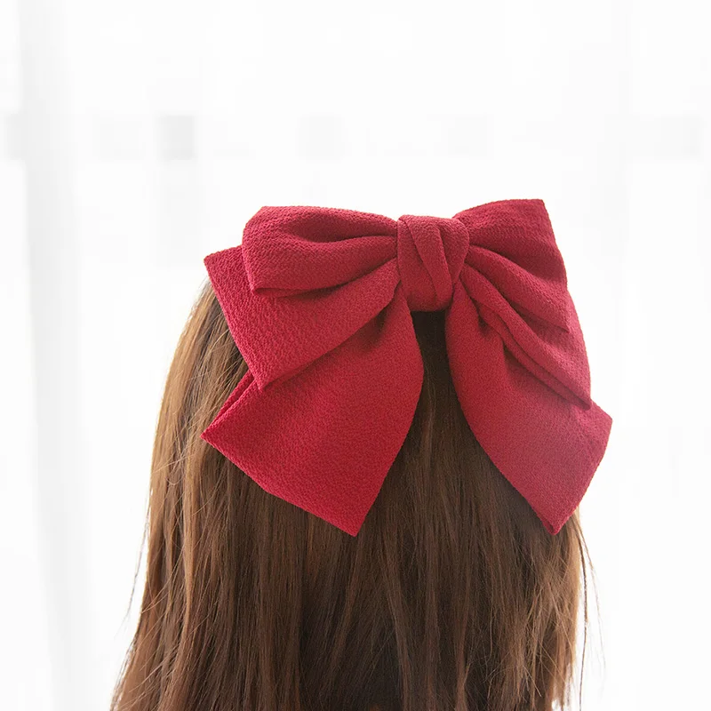 

Extra Big Bow Hairpin Headwear Lolita JK Accessories Pure Color 3 Layers Bow Barrette Christmas Hair Accessories Hair Bows