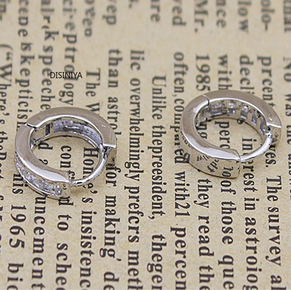 Simple Women Men 925 sterling silver stamp Studs Earrings Switzerland Block CZ Zircon crystal Jewelry Wholesale Brincos Plata | Украшения и