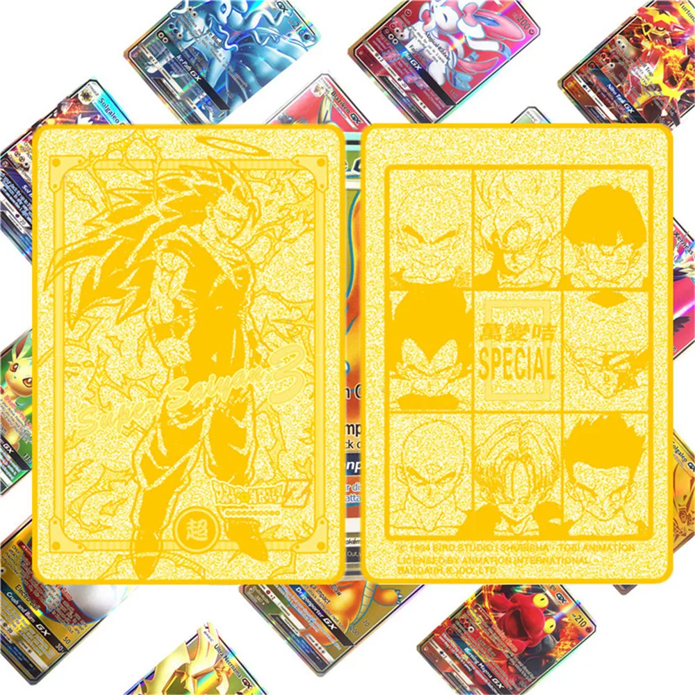 6 шт./лот металлический Dragon Ball Crad(1 шт. золотая металлическая карточка и 5 шт. бумажные игровые карты) с коллекционной пластиковой коробкой Super Dragon Ball Z - Цвет: 6pcs(1Metal 5Paper)