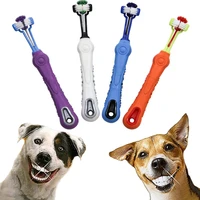 pet dog toothpaste toothbrush cleaning mouth three tooth anti slip pet dog cat tooth cleaning oral dental care tool pet supplies