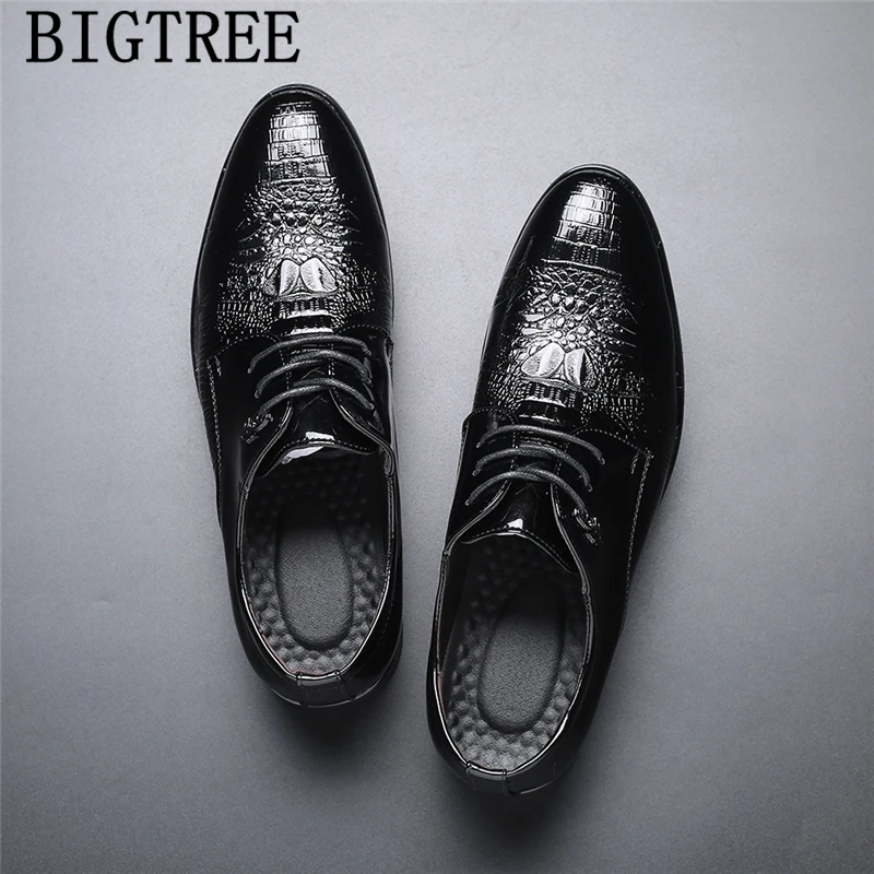 Мужские классические туфли оксфорды из крокодиловой кожи мужские лакированной