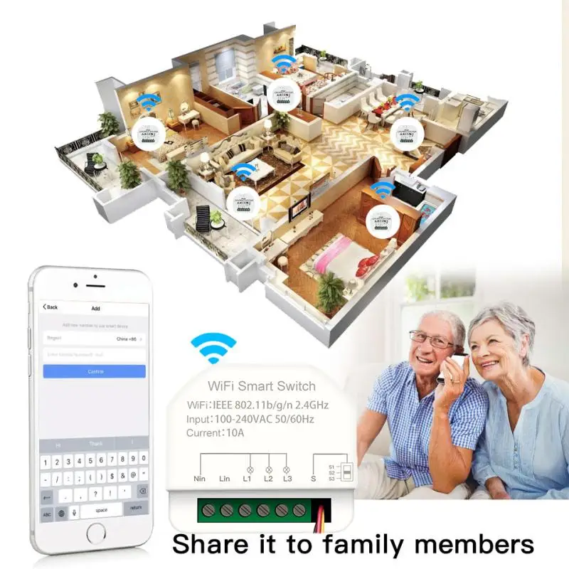 

3gang Nice WiFi Smart Switch Led Light Smart Life Push Module Supports 3 Way APP Voice Relay Timer Google Home Alexa