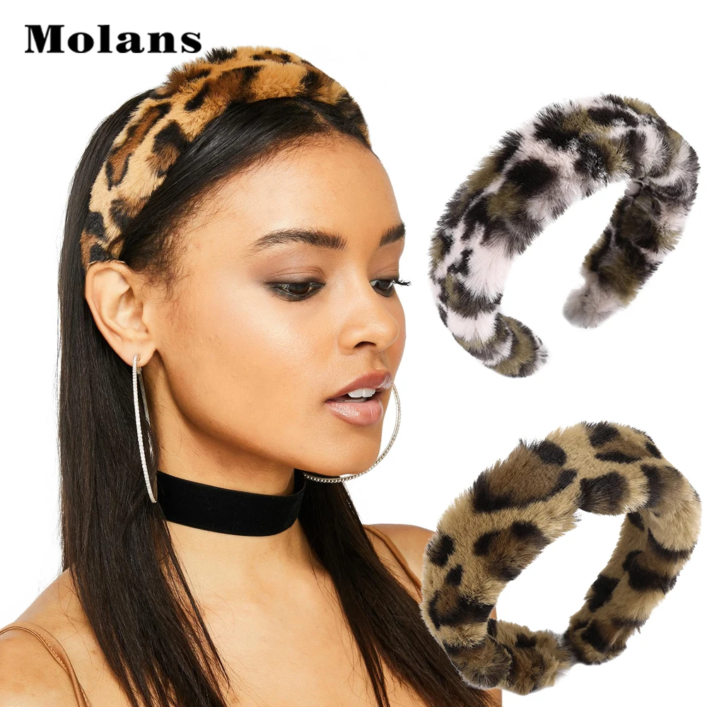 

MOLANS Leopard Thicken Headband Bezel Head Hoop Headdress Women Fashion Winter Hair Bands Keep Warm Ladies Hair Accessories