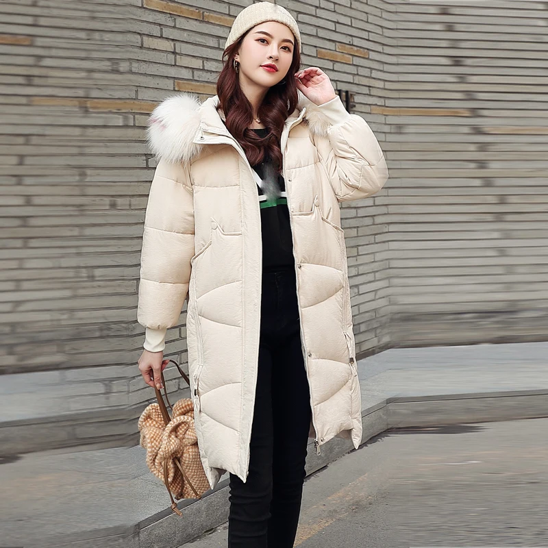 

Plus Size Winter Women Jacket Coat Big Fur Hooded Warm Winter Parka Jackets Long Thicken Down Cotton Jacket Women parkas mujer