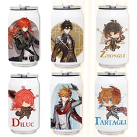 genshin impact childe zhongli paimon keli cosplay thermos bottles cups anime kawaii accessory for boys girls collections gifts