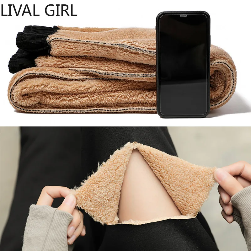 Женские утепленные брюки новые зимние теплые вельветовые толстые ягненки