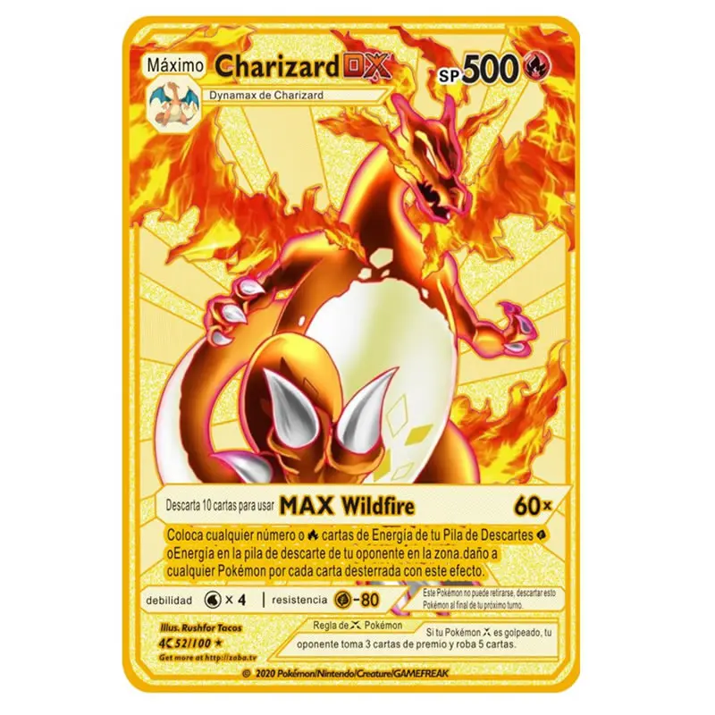 Juego de 5 unids/set de tarjetas Pokemon de Metal dorado en espa&ntilde;ol V Vmax GX Charizard, nueva combinaci&oacute;n de Pikachu, colecci&oacute;n de tarjetas, regalo para ni&ntilde;os-4