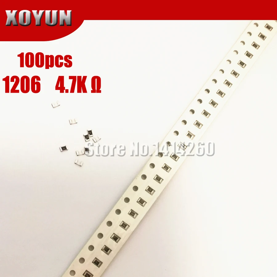 100 шт. 1206 SMD резистор 1% 4 7 K Ом Чип Резистор 0 25 Вт 1/4 4K7 472 | Электронные компоненты и