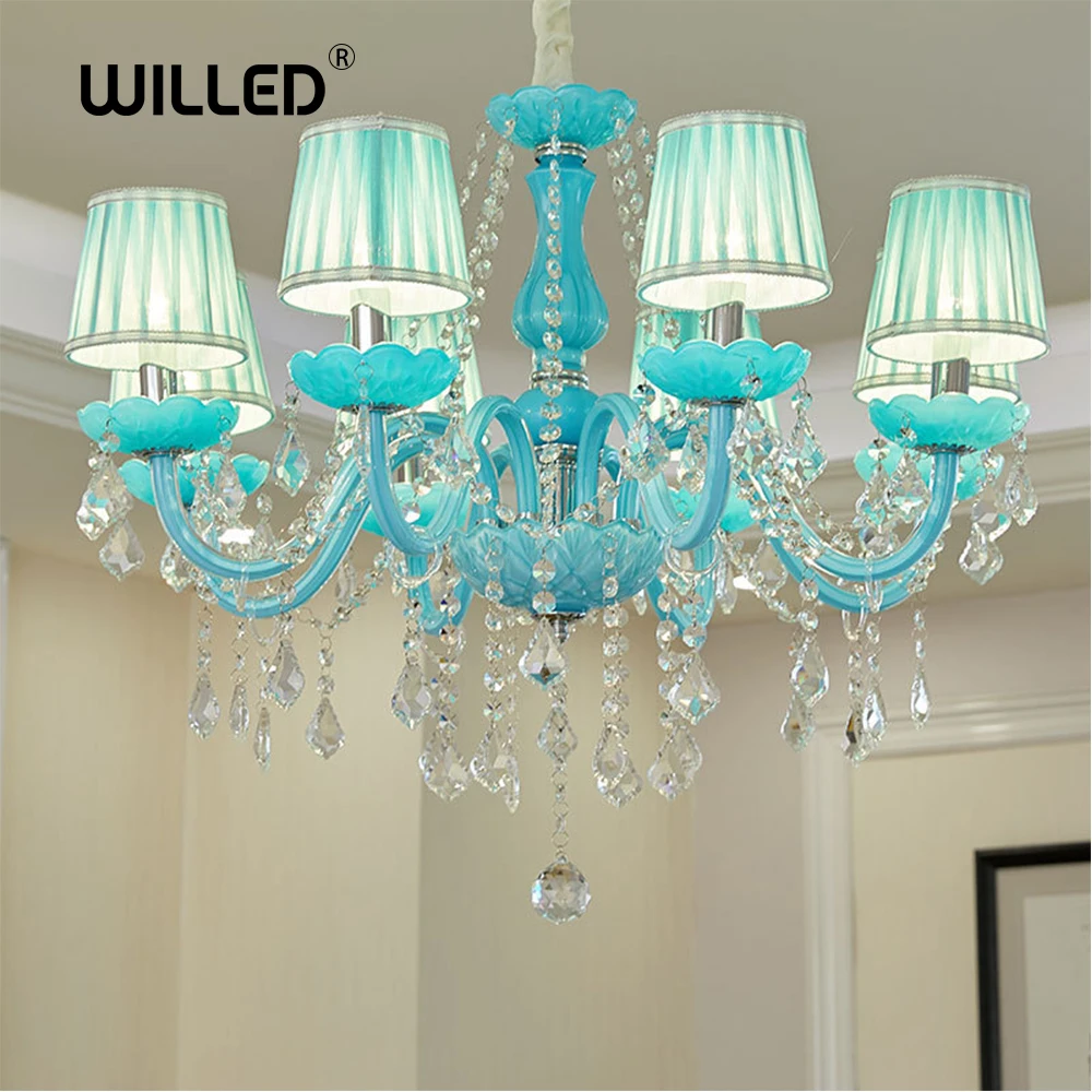 

Crystal chandelier lighting Mediterranean lamp Blue lights for kids Living Room Bedroom Coffee Shop Hotel Luxury hanging lamp