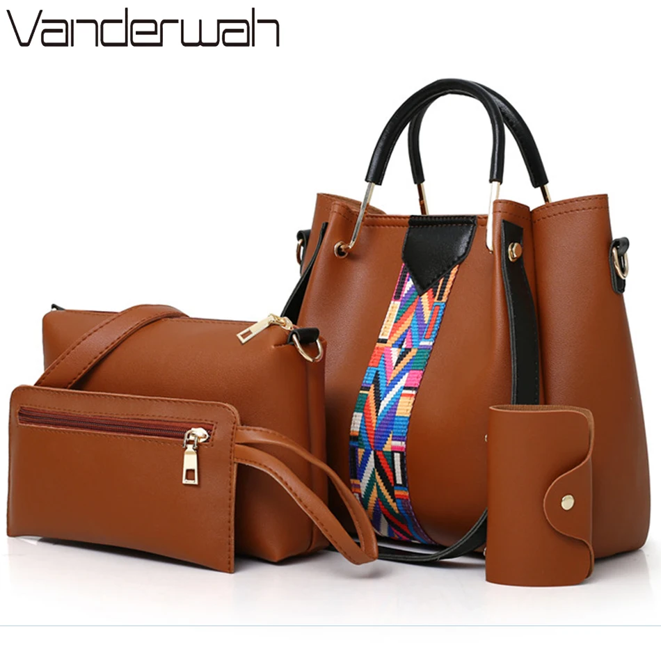 4 комплекта женские сумки через плечо из экокожи|Сумки с ручками| |