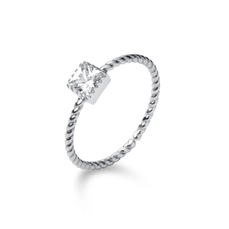 Silver(White) Trustdavis Настоящее 925 пробы Серебряное ослепительное квадратное CZ Кольцо с открытым пальцем для женщин Свадебное серебряное 925 ювелирное изделие DS1862 - Цвет основного камня: Silver(White)