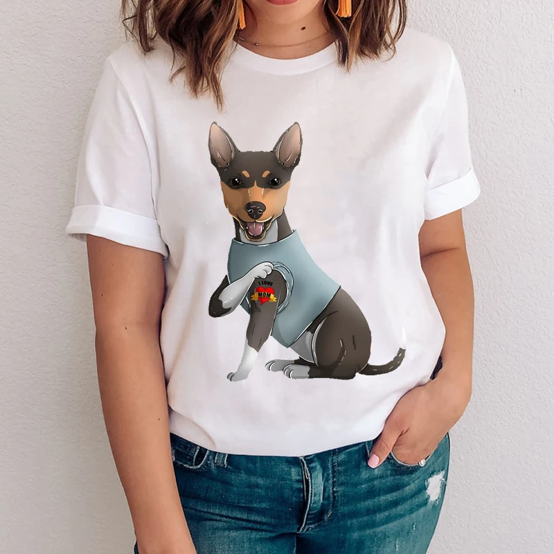 

Women Graphic Printing 90s Short Sleeve Harajuku Dog Animal Clothes Lady Tees Print Tops Clothing Female Tshirt T-Shirt