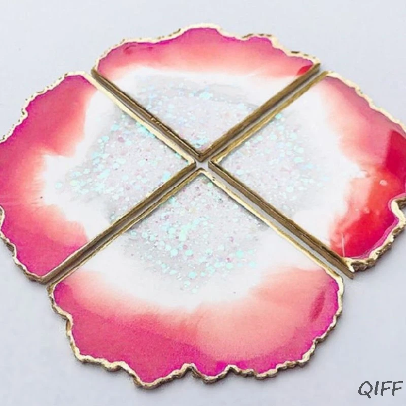 

DIY Wave Coaster Crystal Epoxy Mold Manual Mirror UV Resin Rectangle Table Decor