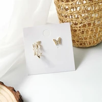 korean gold color asymmetric crystal animal butterfly stud earrings for women girl fashion jewelry female christmas earrings