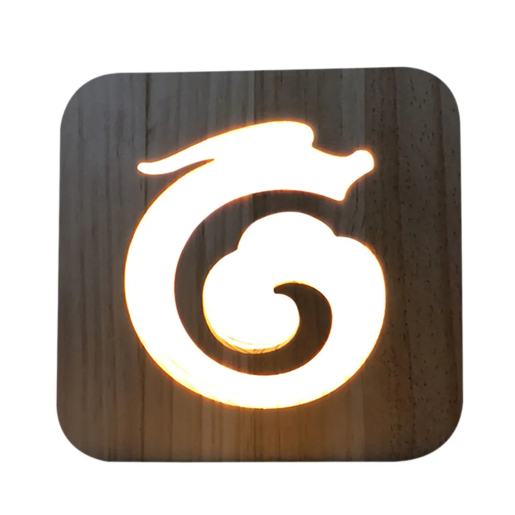 Деревянный светодиодный светильник Firya в форме лося рыбы краба динозавра