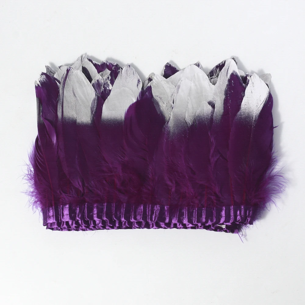 

Натуральное виноградное пурпурное гусиное перо, спрей, серебряная головка, изготовлена из ткани 2 метра, края, сделай сам, украшение для шопп...