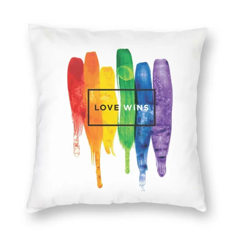 ЛГБТ Love Wins Радужная краска GLBT наволочка 45x45 см домашний Декор 3D печать лесбийские