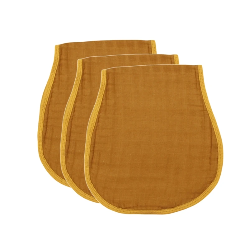 

3 Pcs Baby Muslin Burp Cloth Soft Comfortable Cotton Feeding Bibs Solid Color