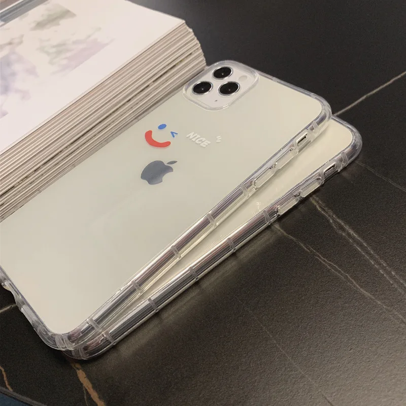 

Tpu Simple Smiley Face Couples Case For Iphone 12 Pro Xs Max 11 Anti-fall Airbag Soft Case For Iphone XR 6 7 8plus Case