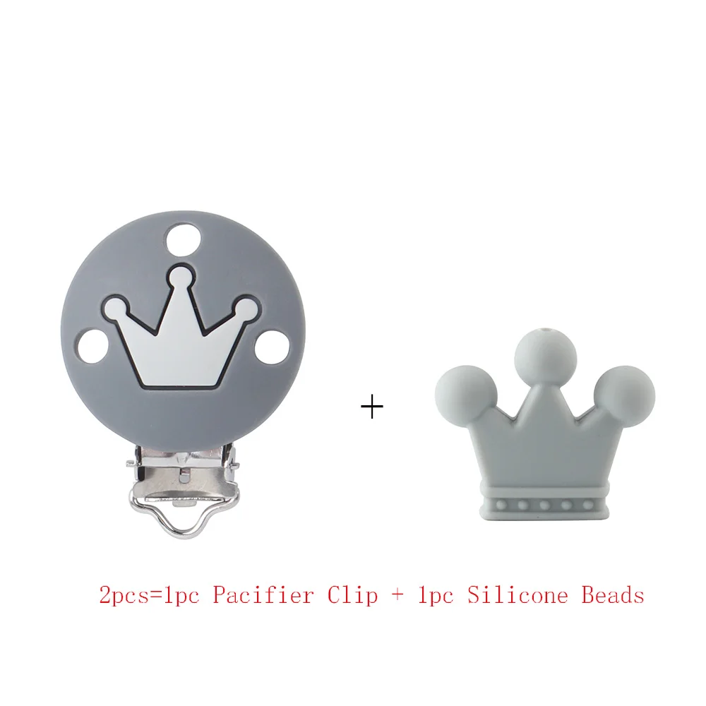 Clip and Beads F 2 шт. Корона силиконовые бусины клипсы для соски сделай своими ругами слингобусы игрушки Детские Силиконовые Прорезыватели аксессуары ниппель для клипа застежки - Цвет: Clip and Beads F