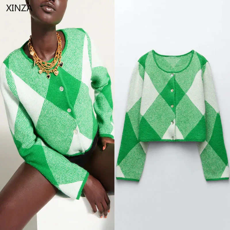 

Женский вязаный жаккардовый Кардиган с длинным рукавом