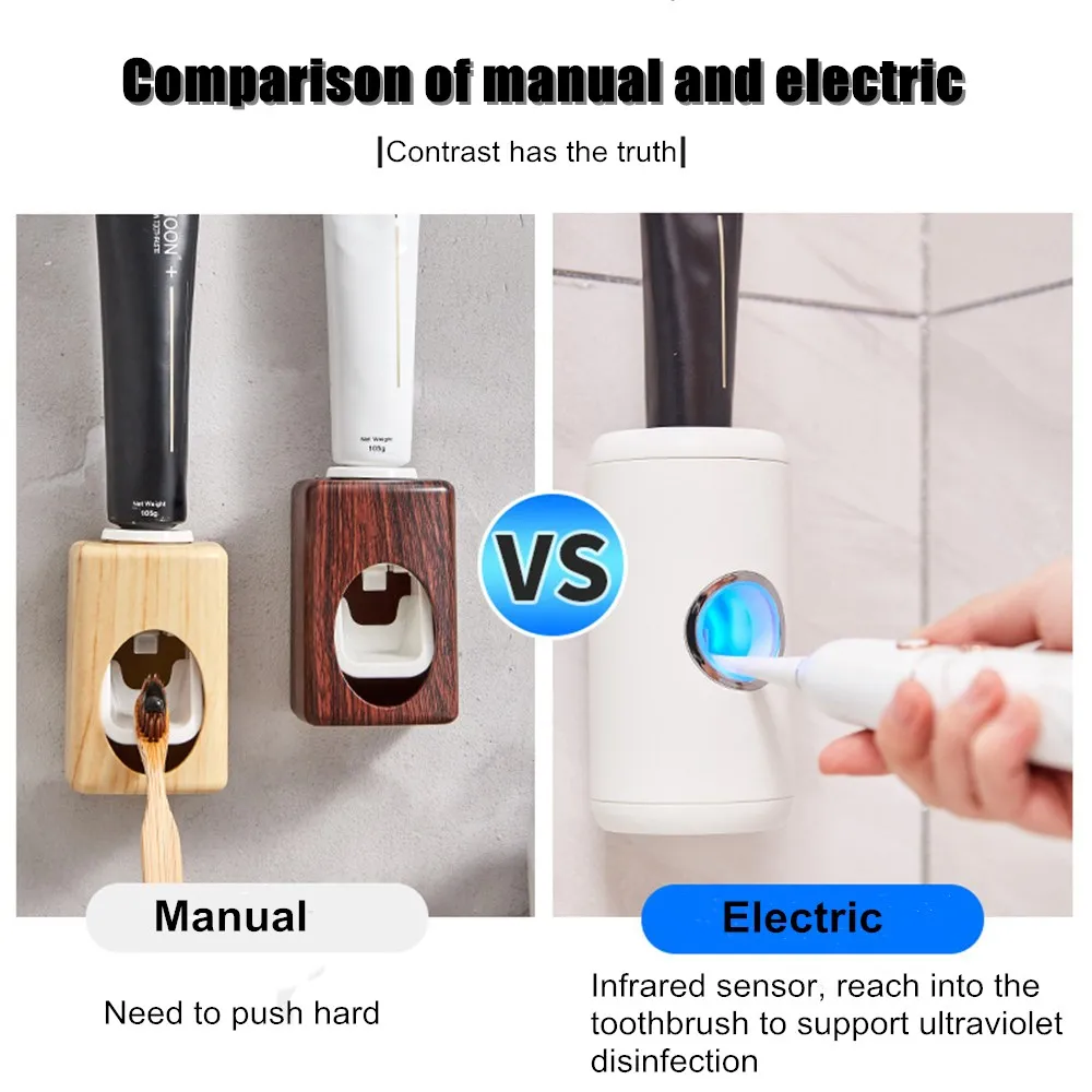 wall mount intelligent antibacteria uv disinfection automatic electric toothpaste dispenser squeezer bathroom accessories set free global shipping