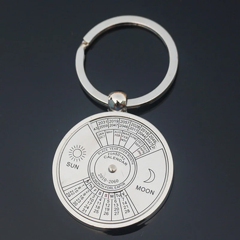 Мини вечный брелок Календарь уникальный металлический для ключей с изображением