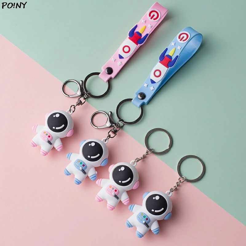 

Cute Space Astronaut Rocket Planet KeyChain Spaceman Universe Metal Key Ring For Men Women Anime Car Accessories