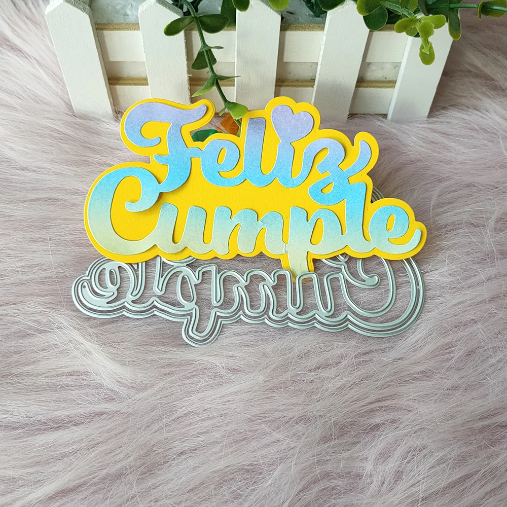 

New Spanish Happy Birthday Metal cutting Mould DIY embossed Paper Photo album greeting Card Gift making cutting Mould