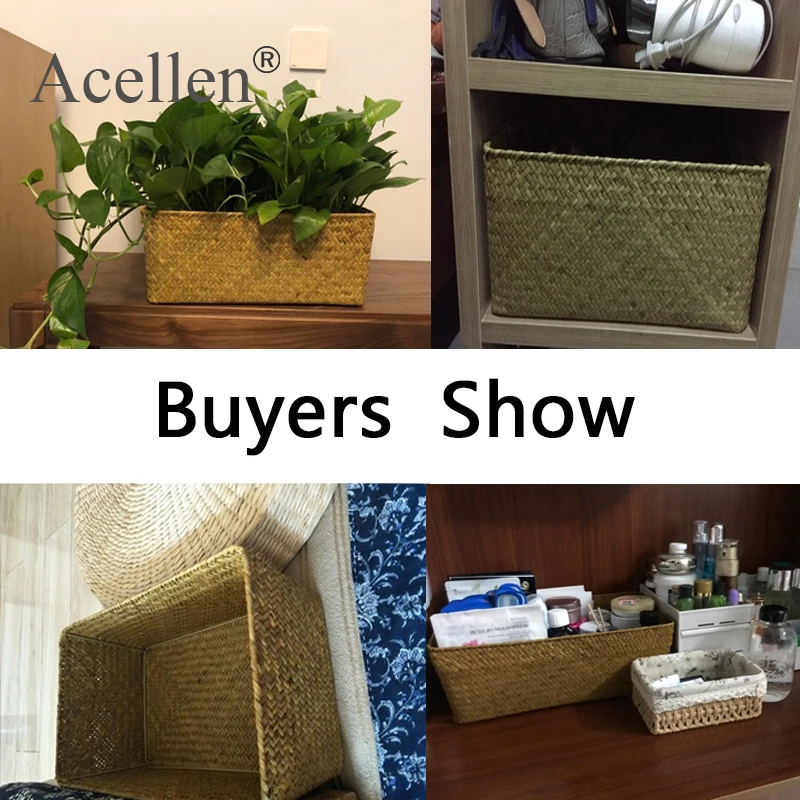 Натуральная большая плетеная корзина из морских водорослей соломенный Плетеный